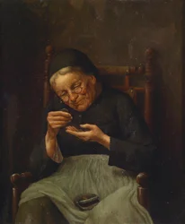 Geldzählendes Mütterchen